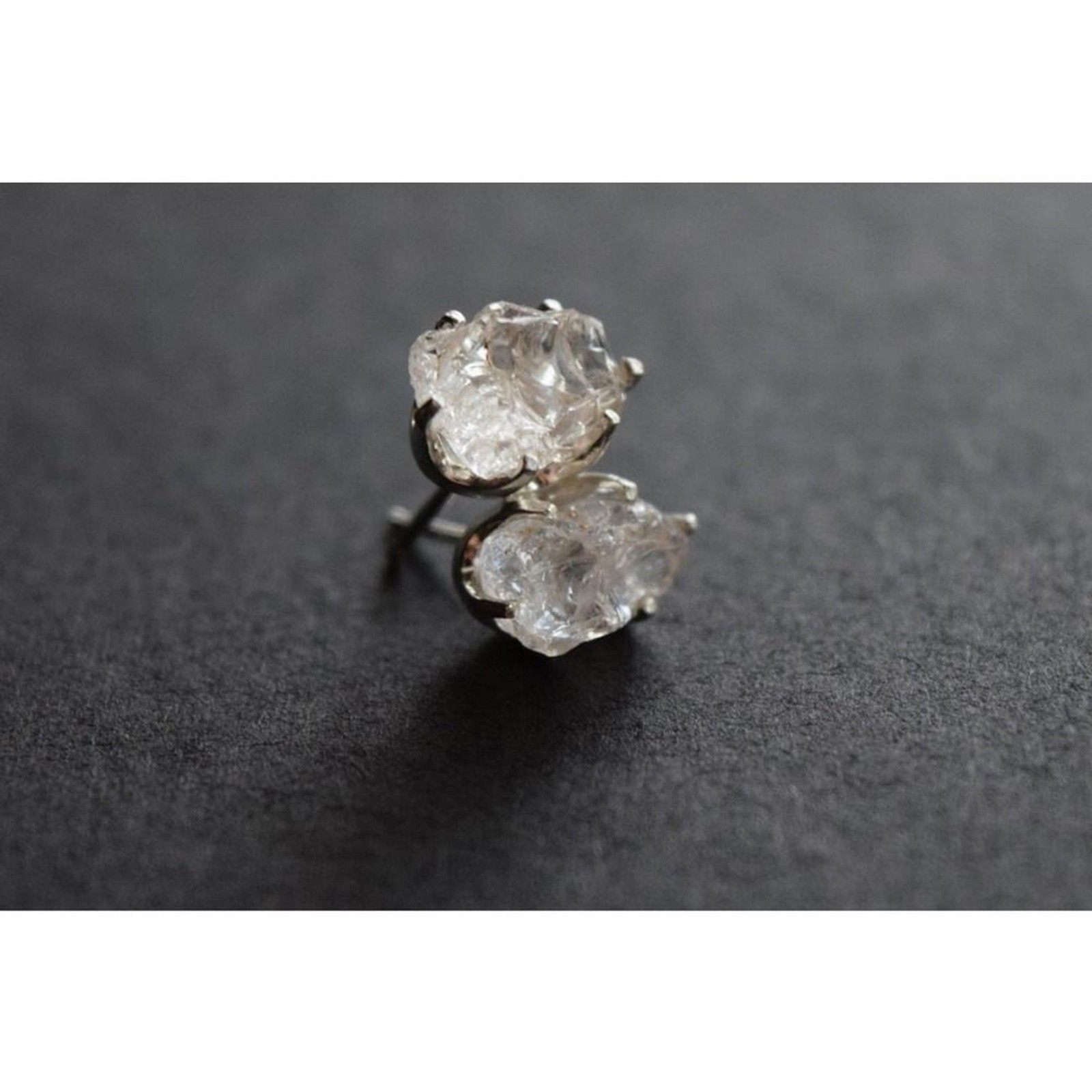 raw stone earrings, natural gemstone studs in sterling silver, crystal e…