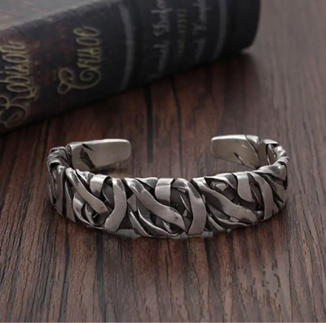Mens Silver Tone Copper Cuff Bracelet Wide Bangle Minimalist 6.7in New