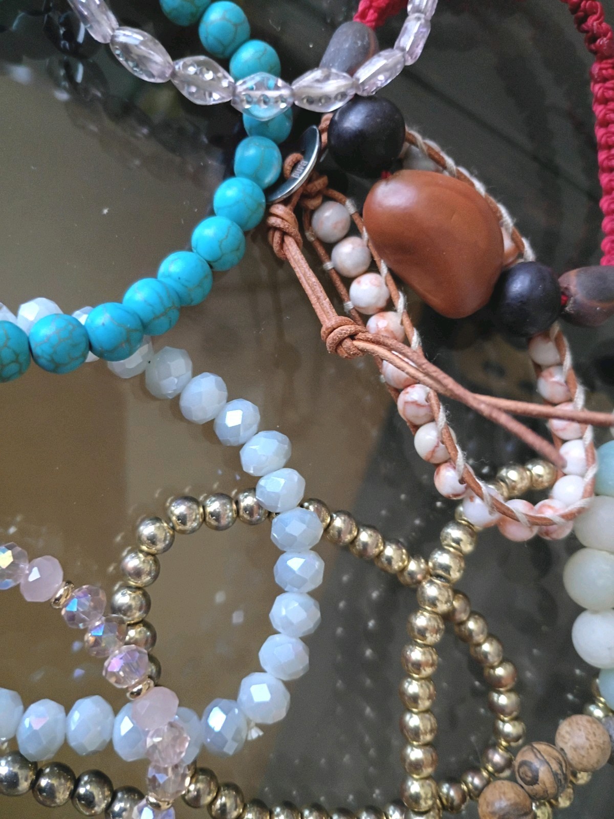 Lot of over 15 Mixed Materials Beaded Bracelets