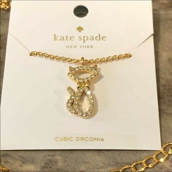 Kate Spade necklace Holiday Halloween gift school girl black cat gold Disney “