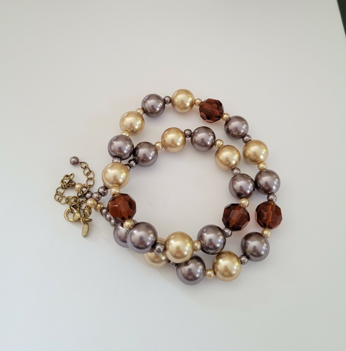 New Premier Designs Jewelry NUTMEG 17.5″-20.5″ Gold Plated Beaded Necklace