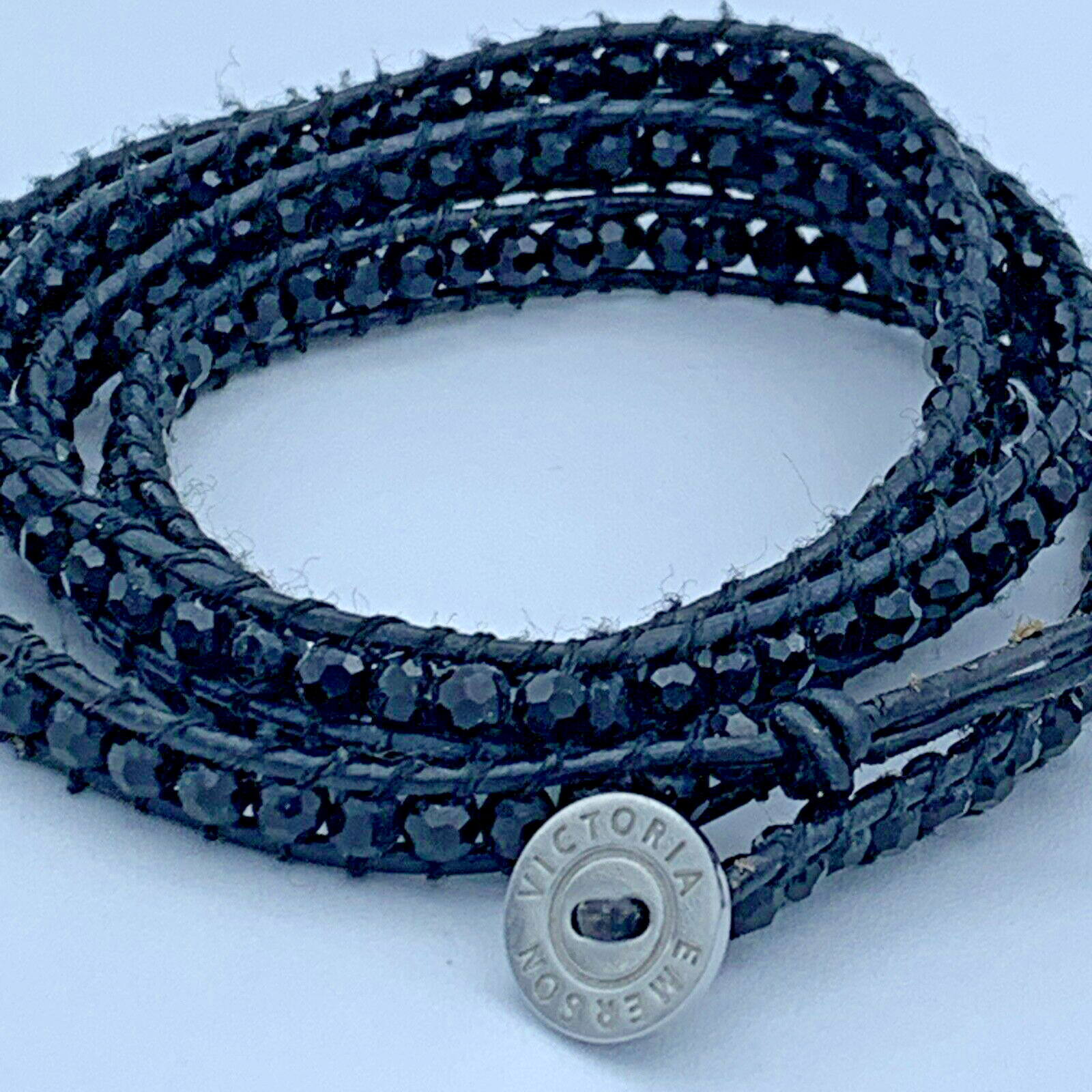 Victoria Emerson 36 In Black Cord Black Crystal Bead Wrap Bracelet B3-13
