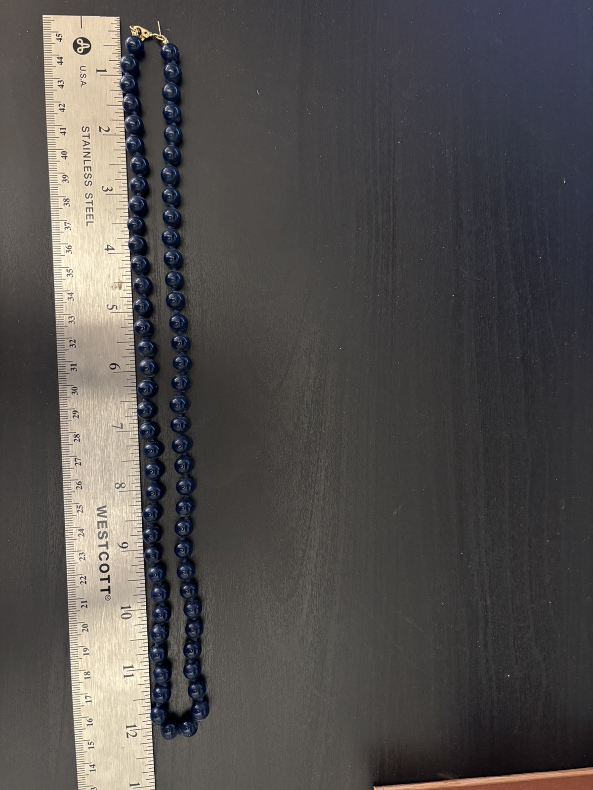 Vintage Monet Necklace Navy Beads Gold clasp Classic 24”