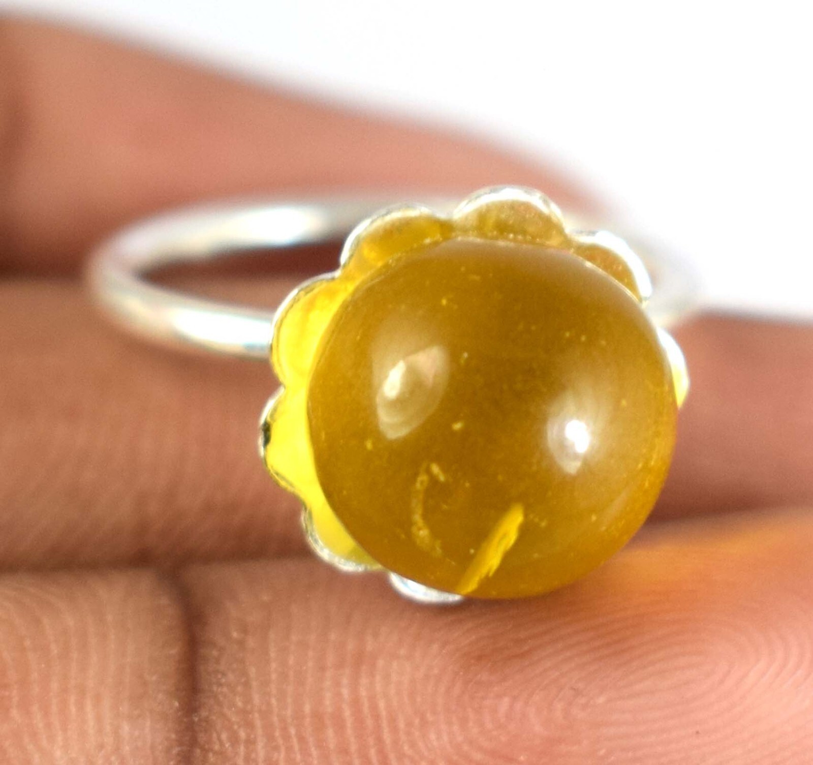 Anniversary Present 18.50 Ct Brazilian Yellow Topaz Gemstone Ball Unisex Ring
