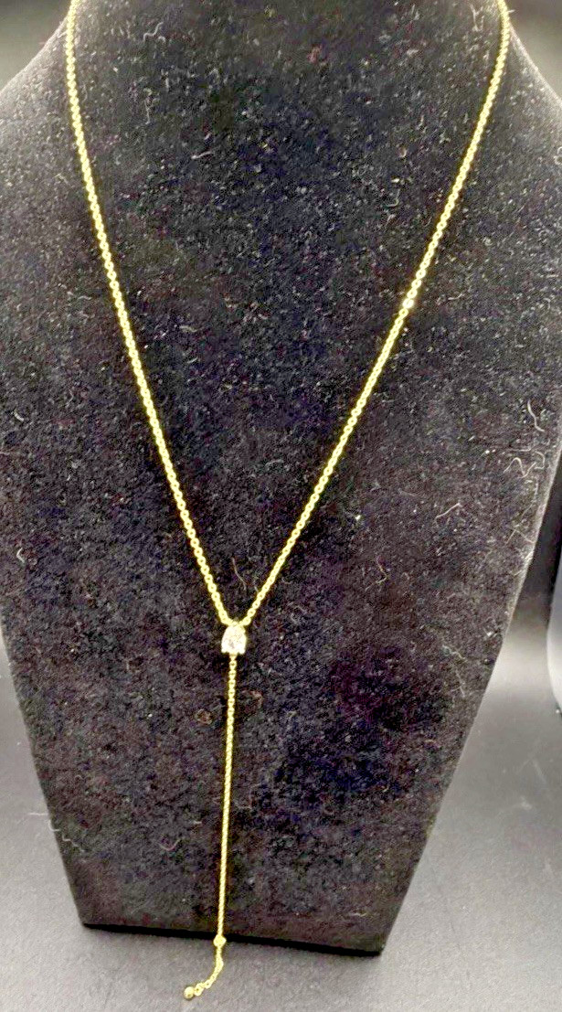 Mooham Necklace Set Gold Tone With CZ Accent And Dainty Chain. New In Box
