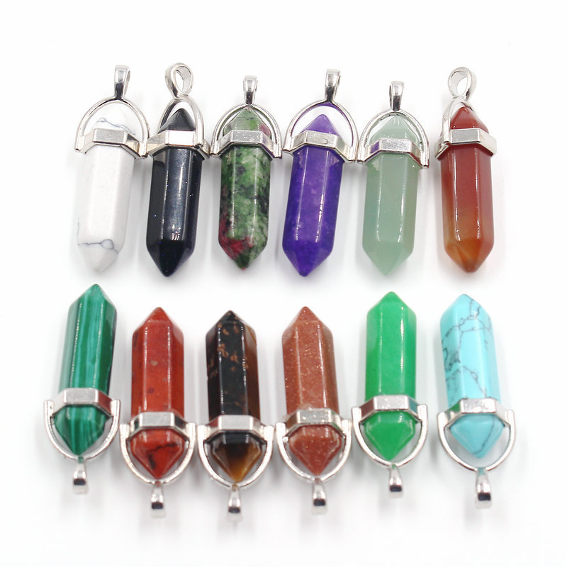 Mixed Natural stone Point Chakra Gemstone Pendants 24pcs/lot Wholesale