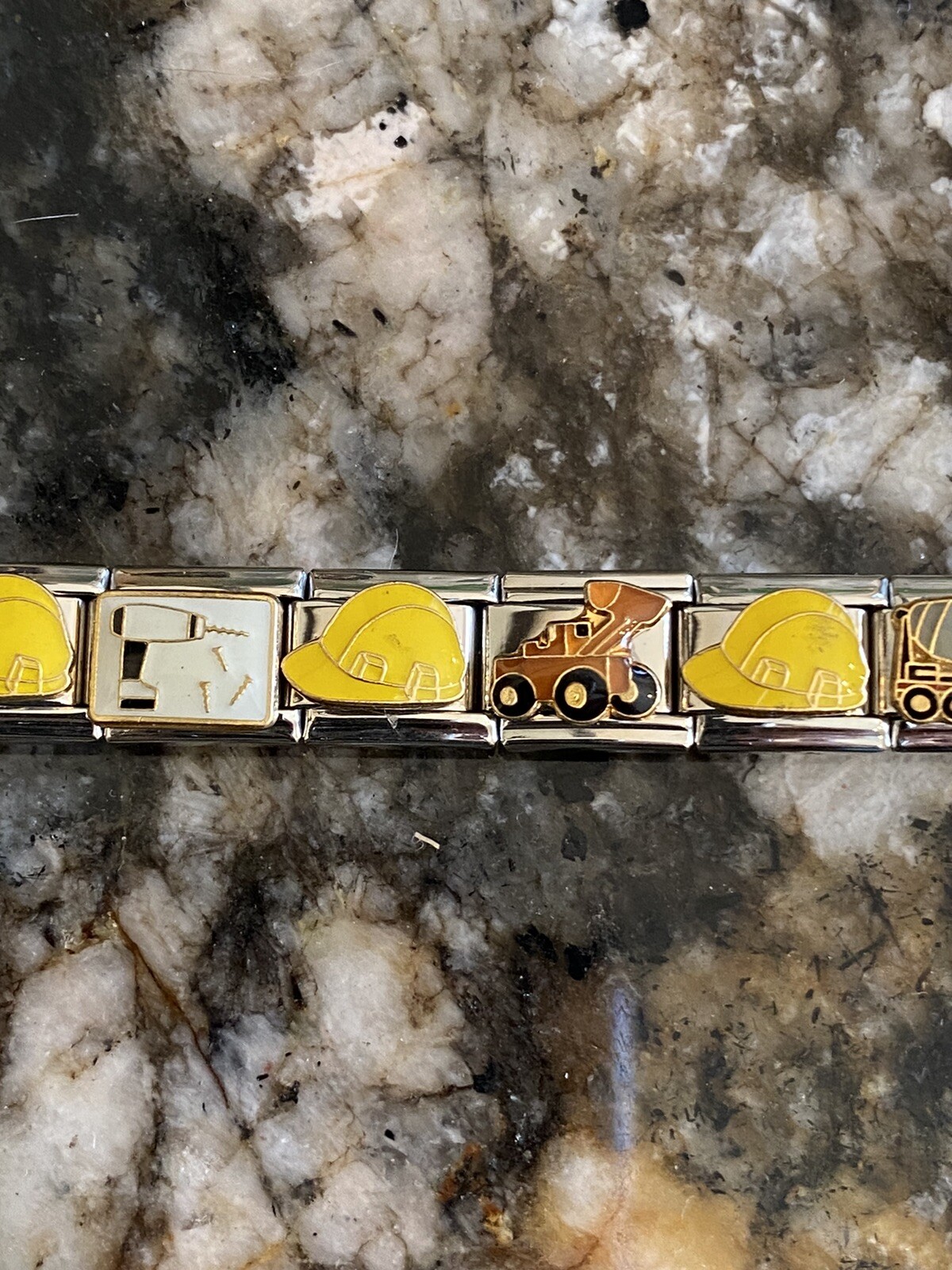 Construction Trucks, Hardhat Kids size Italian Charm Bracelet New