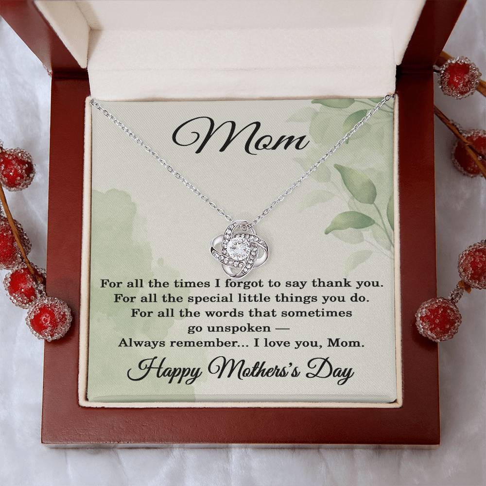 Mother’s Day Love Knot Necklace for Mom – Heartfelt Thank You Gift for Mom with