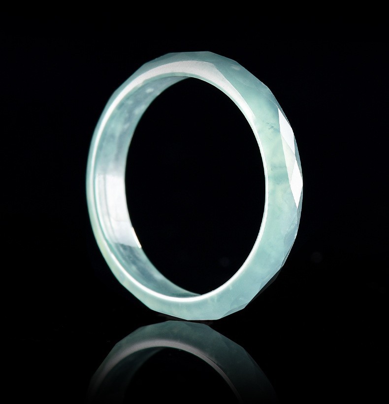 5A Grade Water Jade Faceted Couple Band Jewelry Gift With Authentic Certificate