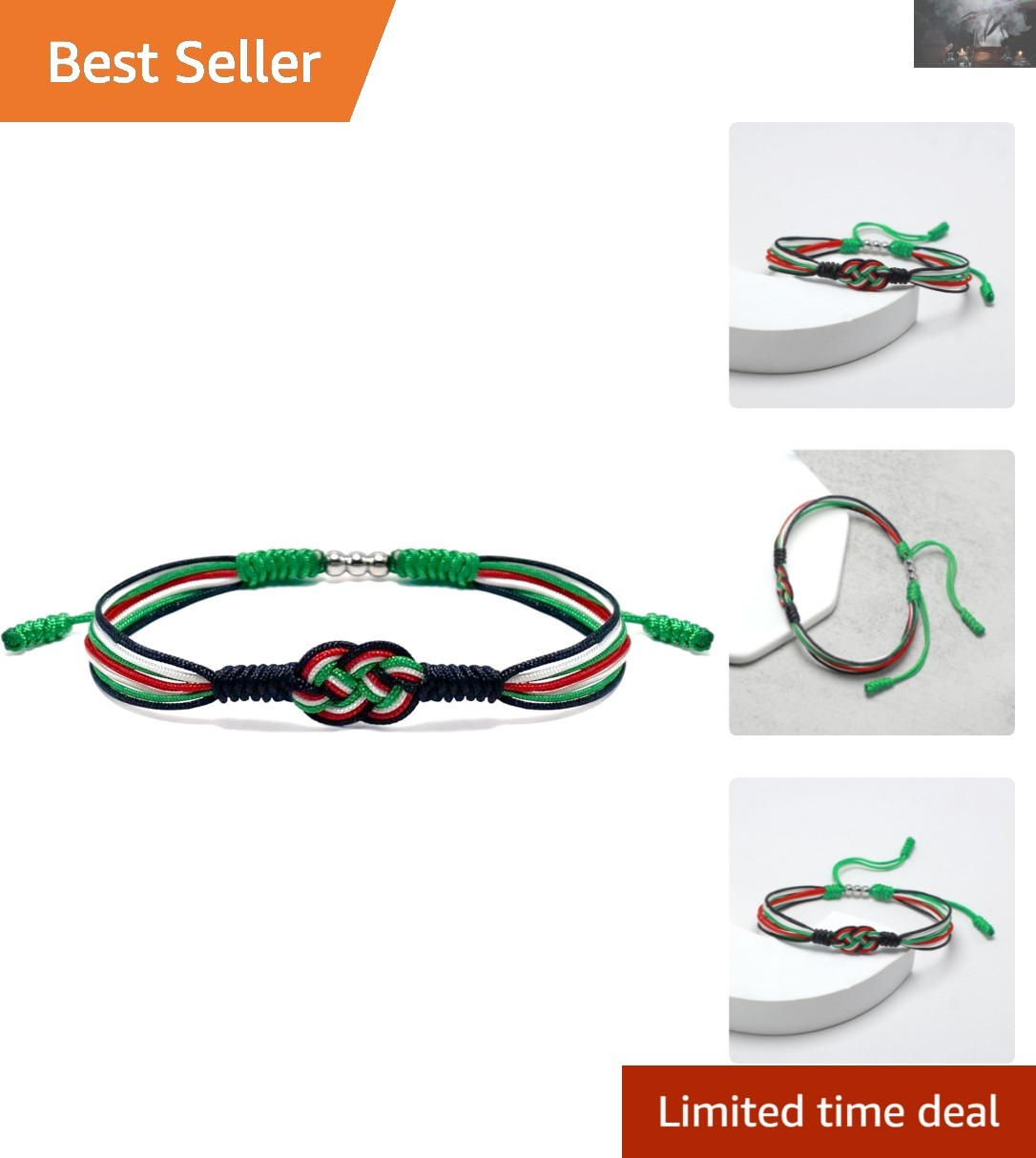 Stylish Surfer Infinity Bracelet in Palestinian Colors – Unisex Adjustable Gift