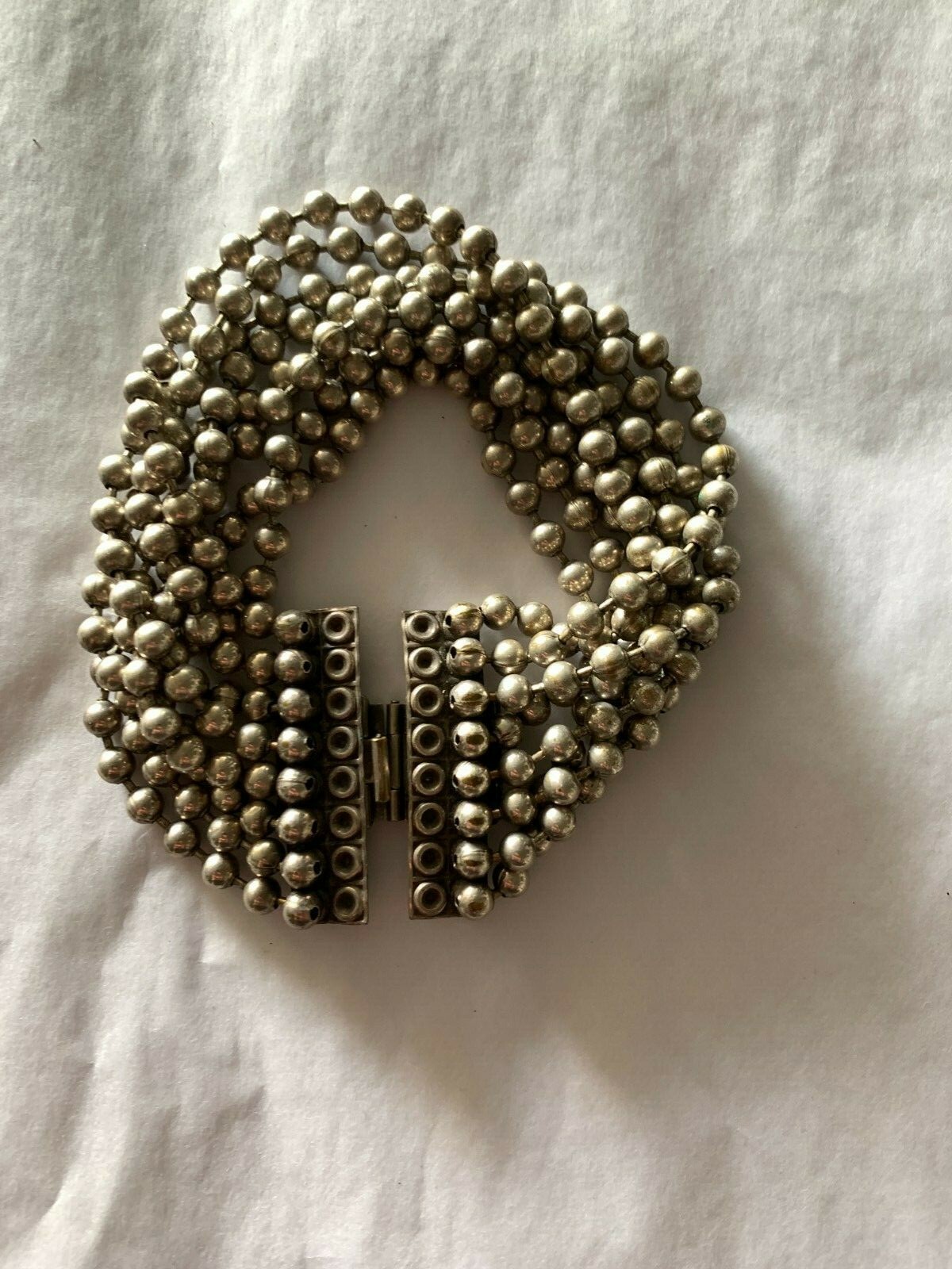 Reminiscence Paris-Zoe Coste Oxidised Silver Tone Bead Chain Cuff,Bracelet-Excel