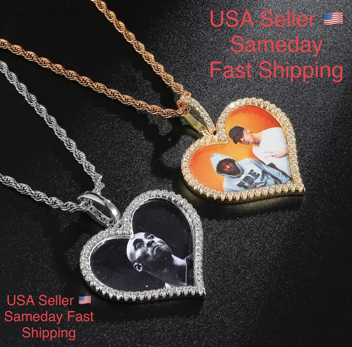 Heart Shape Custom Picture Necklace Personalized With Chain- Silver Or Gold