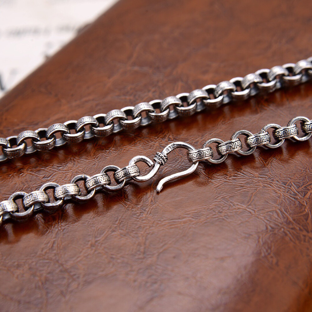 Real 925 Sterling Silver 6mm Thick Rolo Link Chain Necklace S925 19.7″-29.5″