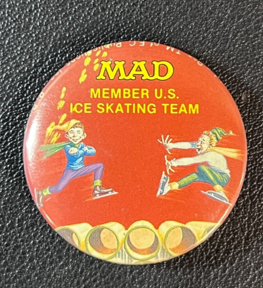 MAD Magazine VTG “U.S. Ice Skating Team” Mini Pin 1 1/2″ Alfred E. Neuman WOW!