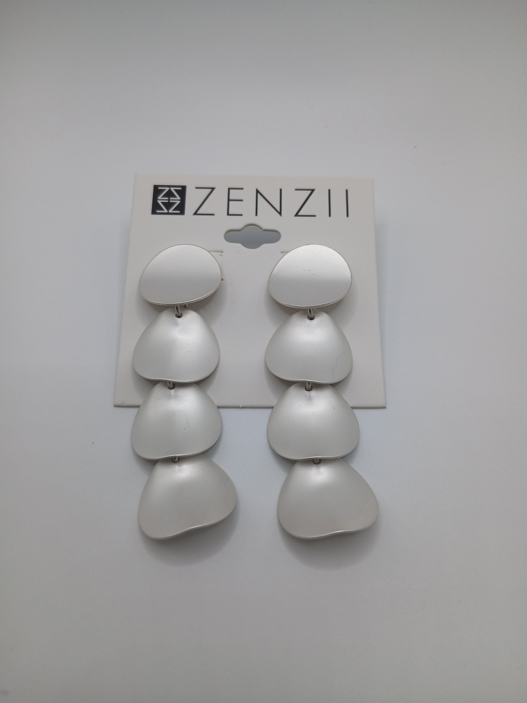 Zenzii Concave Discs Drop Earring, Silver Earrings