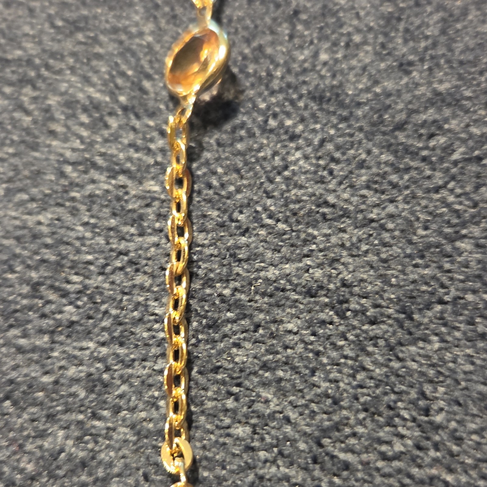 Gold Tone Station Cable Chain Necklace Round Bezel-Set Champagne Crystal
