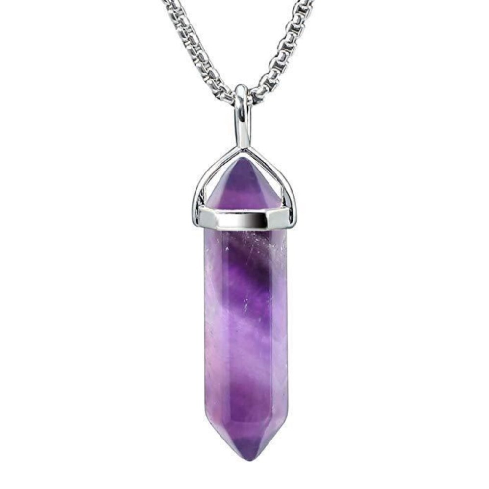 Healing Balance Chakra Hexagon Stone Amulet Pendant Charm Necklace Free Gift Bag