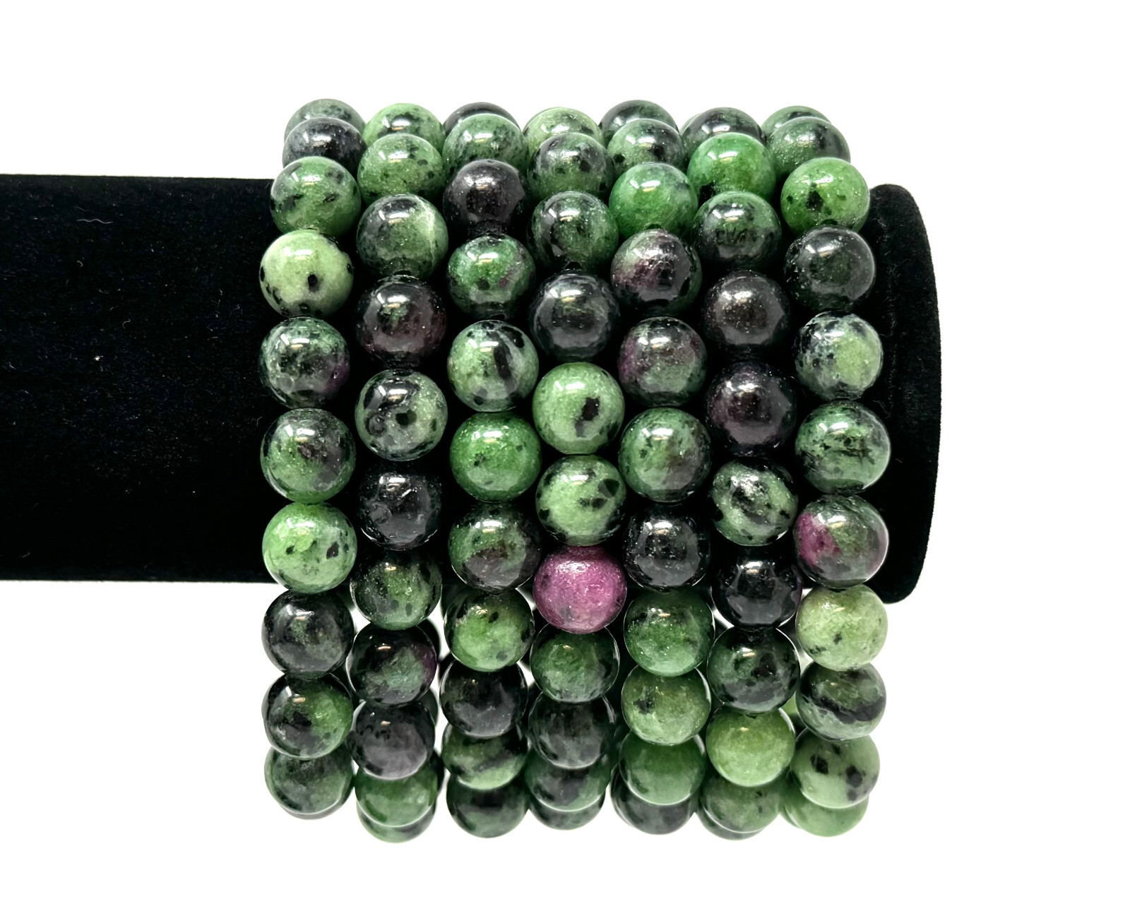 Ruby Zoisite Bead Bracelet: 8 mm Round Ruby Crystals (Ruby Zoisite Bracelet)