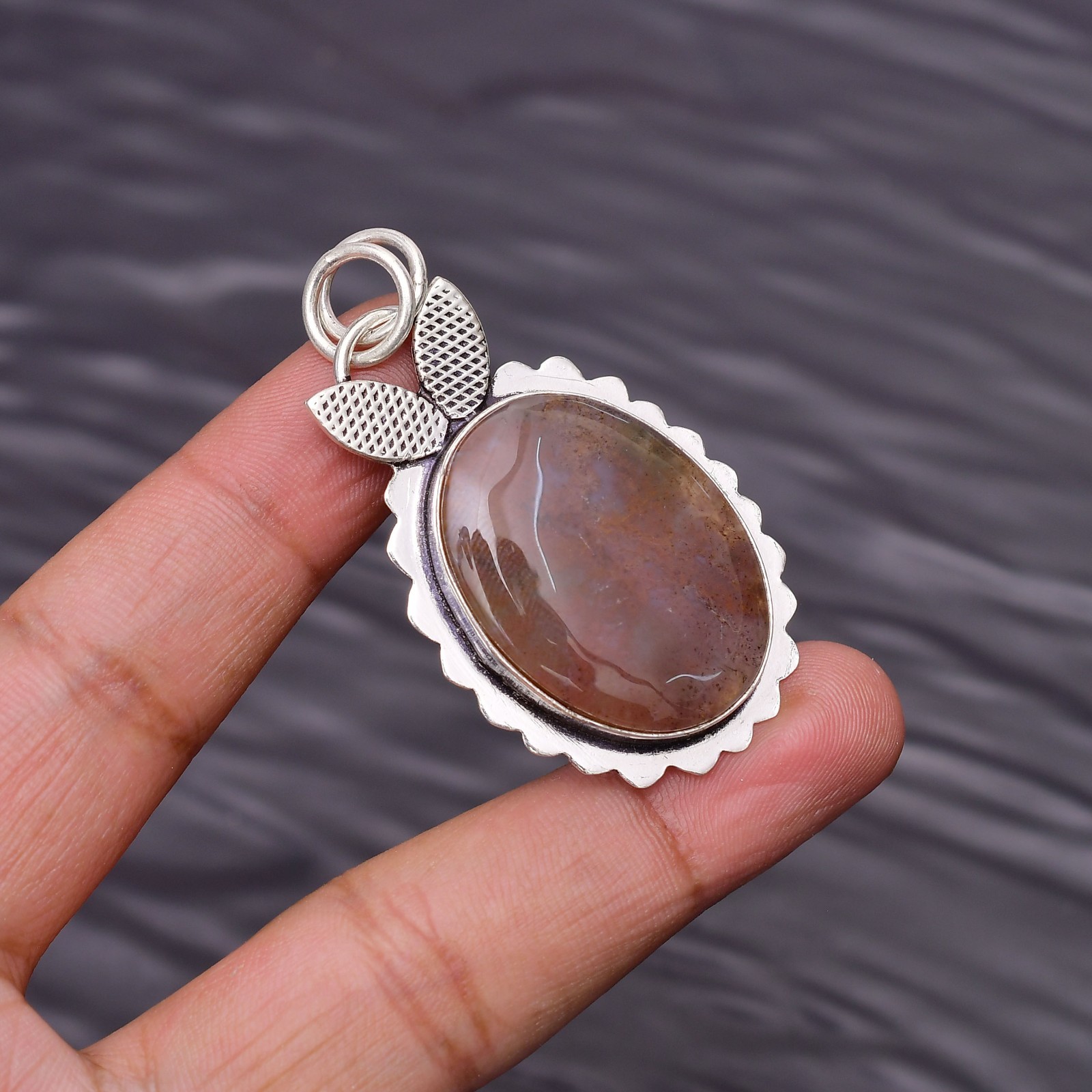 Red Moss Agate Gemstone 925 Sterling Silver Jewelry Pendant 1.77″