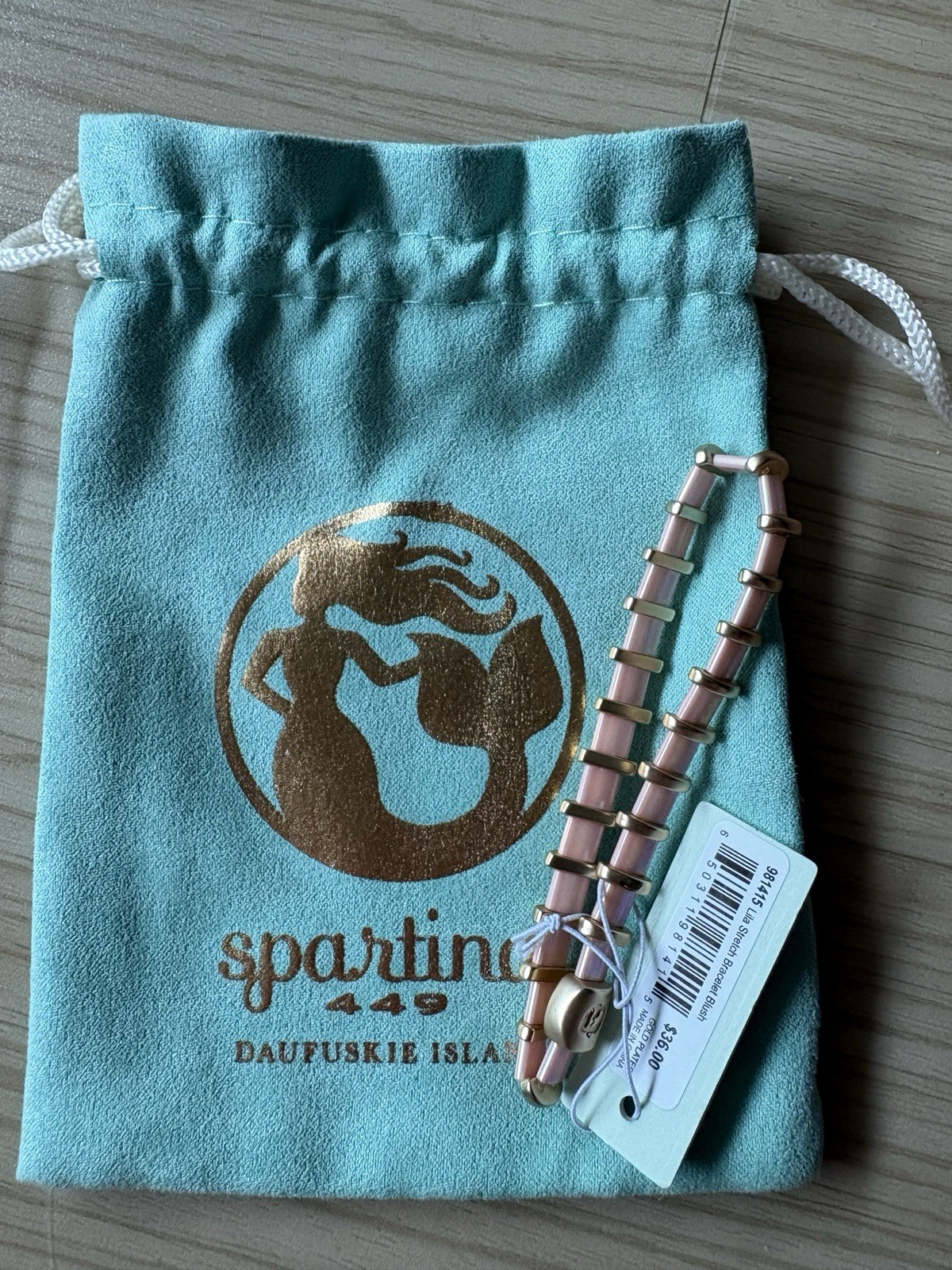NWT Spartina 449 Blush/Gold Lila Stretch Bracelet in Original Packaging