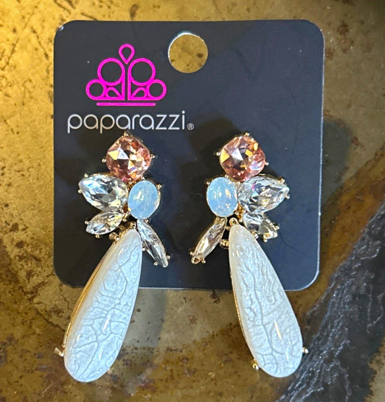 Paparazzi Multicolor Rhinestone Teardrop Dangle/Drop Earrings Butterfly