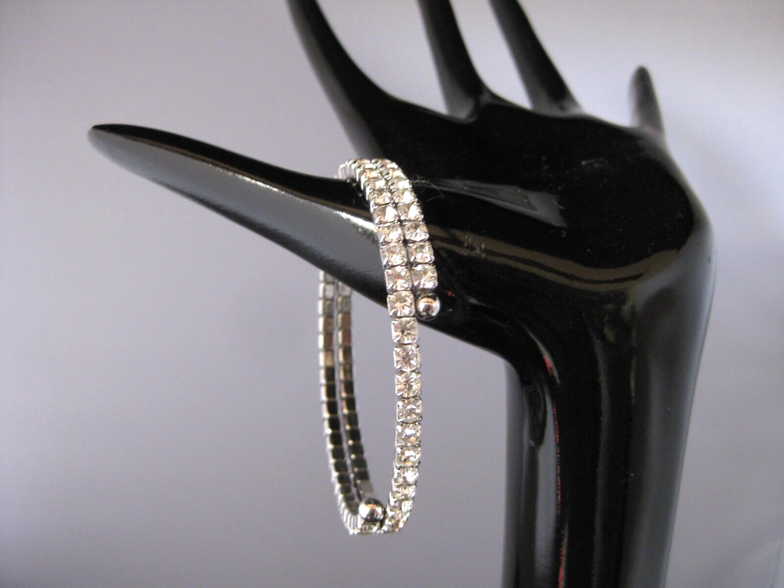 Silver metal crystal women’s bangle bracelet – Fits all wrists