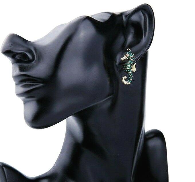 US Seller Betsey Johnson Astronaut Stud Earrings NASA Space Seahorse Crystal