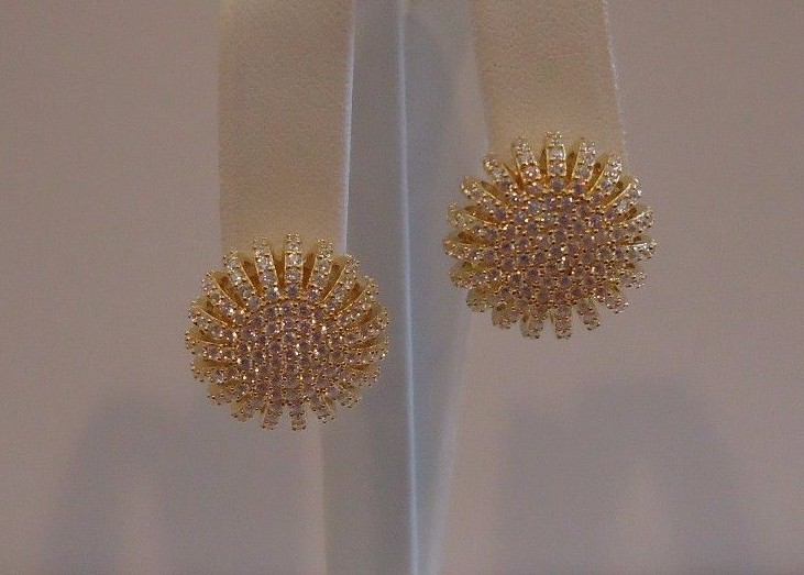 YELLOW PUFF SUN NECKLACE & EARRING SET12 CT LAB CREATED DIAMOND STERLING SILVER