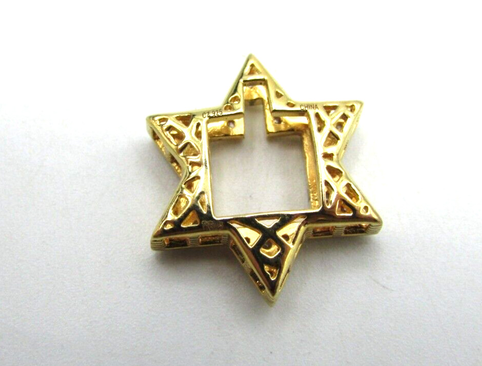 GOLD OVER STERLING 925 CZ STAR OF DAVID AND CUBE .75″ PENDANT LOT OF 2 NWOT JB13