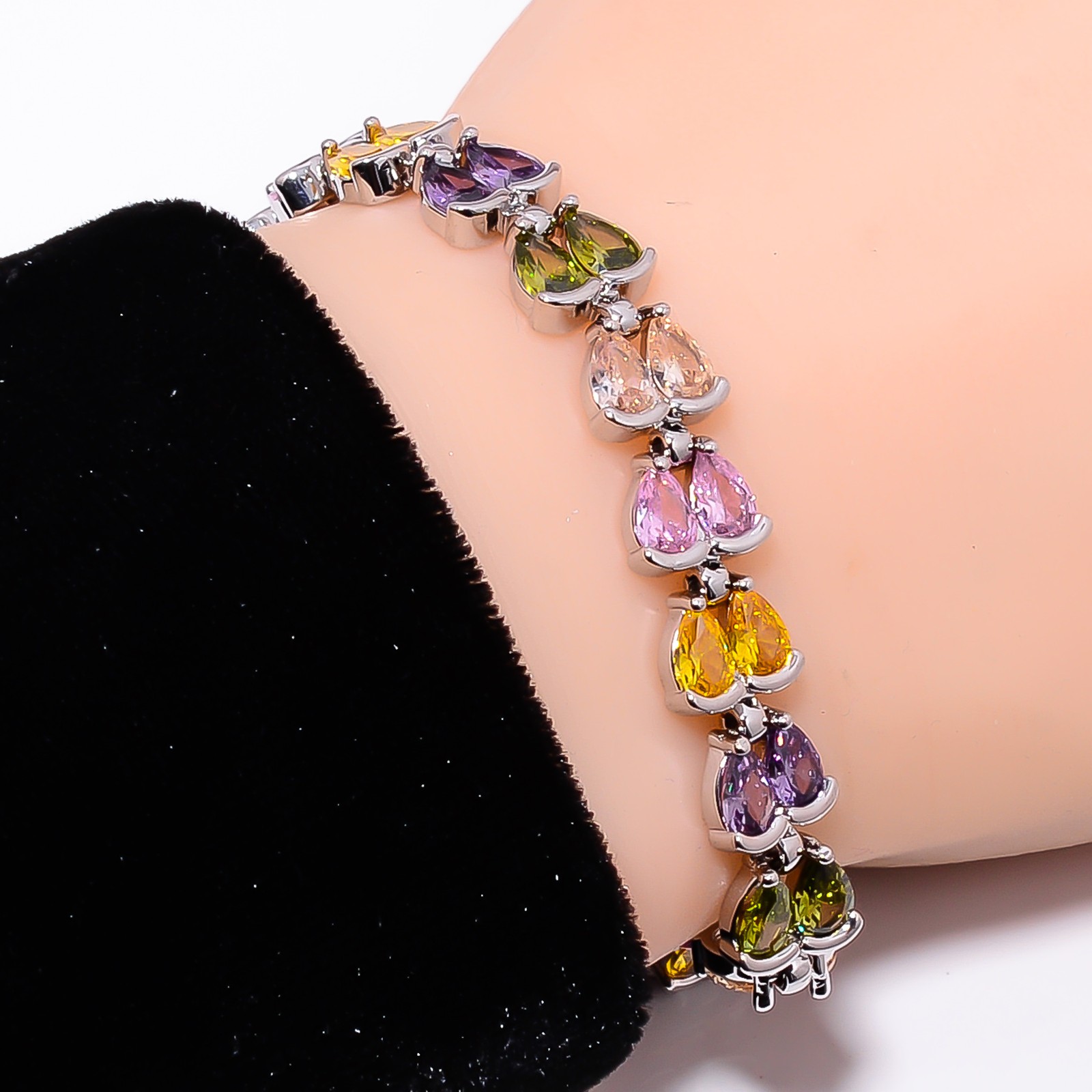 Multi Sapphire – Simulated 925 Sterling Silver Adjustable Bracelet 7-8″ B131034