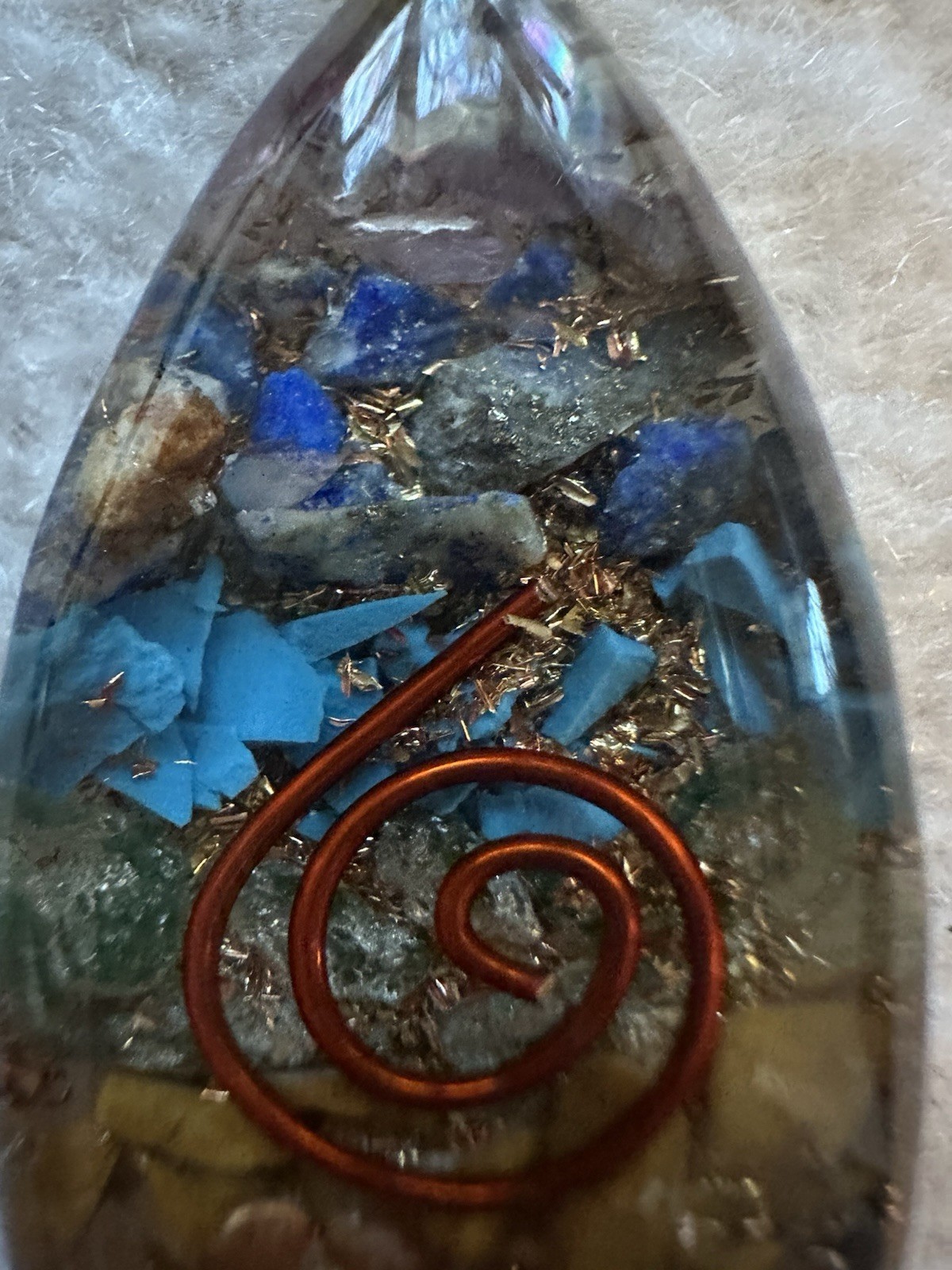 Orgonite Pendant Resin Crystal Metal Navette Shaped