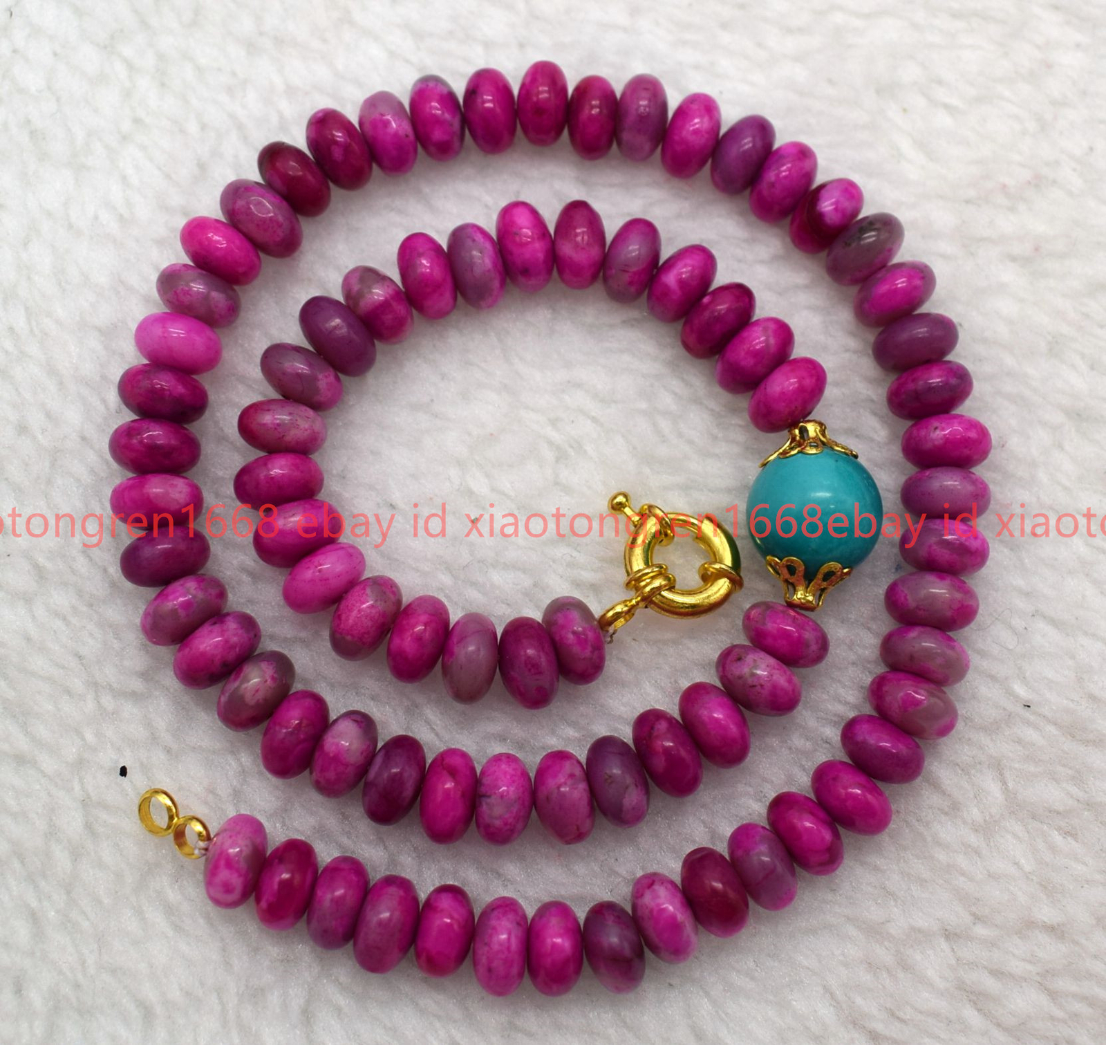 New 5x8mm Rose Red Crazy Agate & Turquoise Gems Rondelle Beads Necklace 16-26in