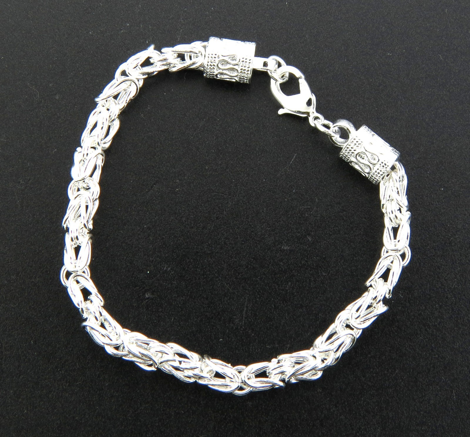 925 Sterling Silver Plate Byzantine Chain Bracelet 6 mm 8.2″