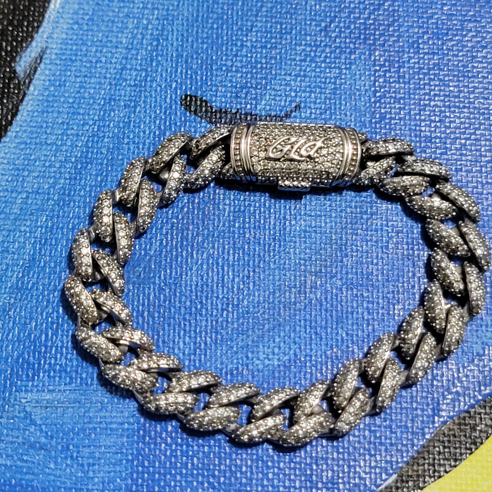 GLD Cuban Link Bracelet 8.5mm 14k White Gold Plated 6.25in Silver tone
