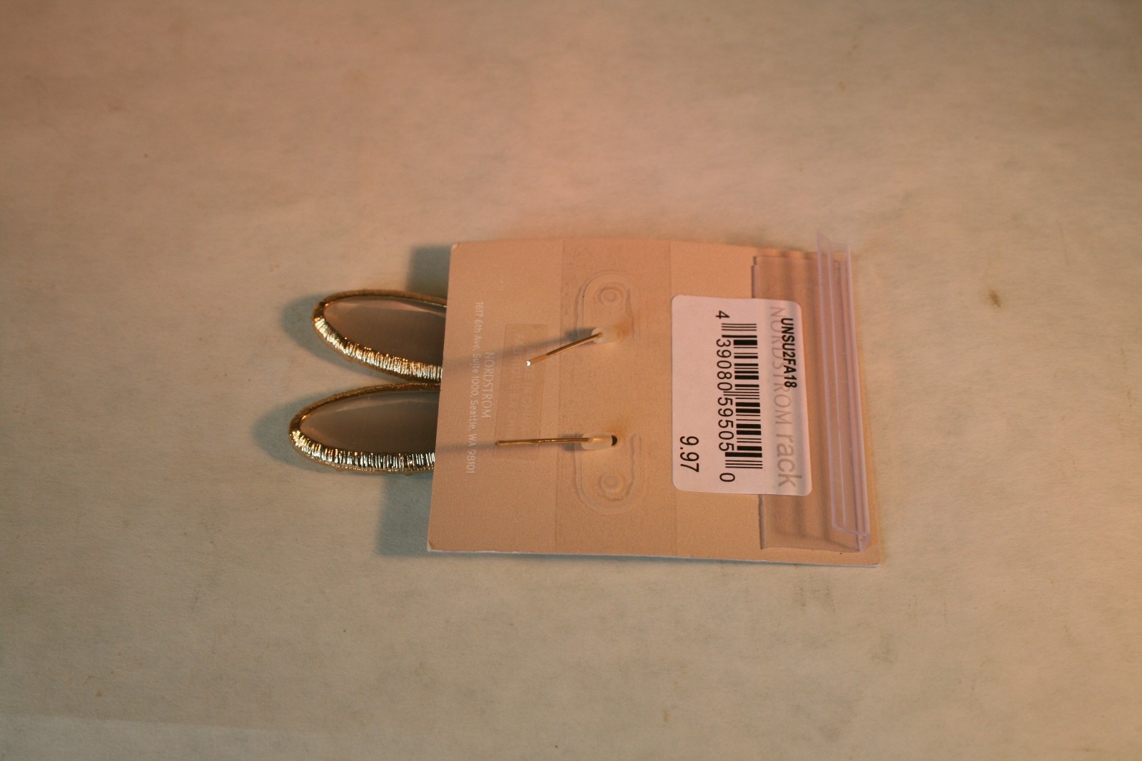 14th & Union gold tone light grey cats eye stone dangle earrings 1 3/4″