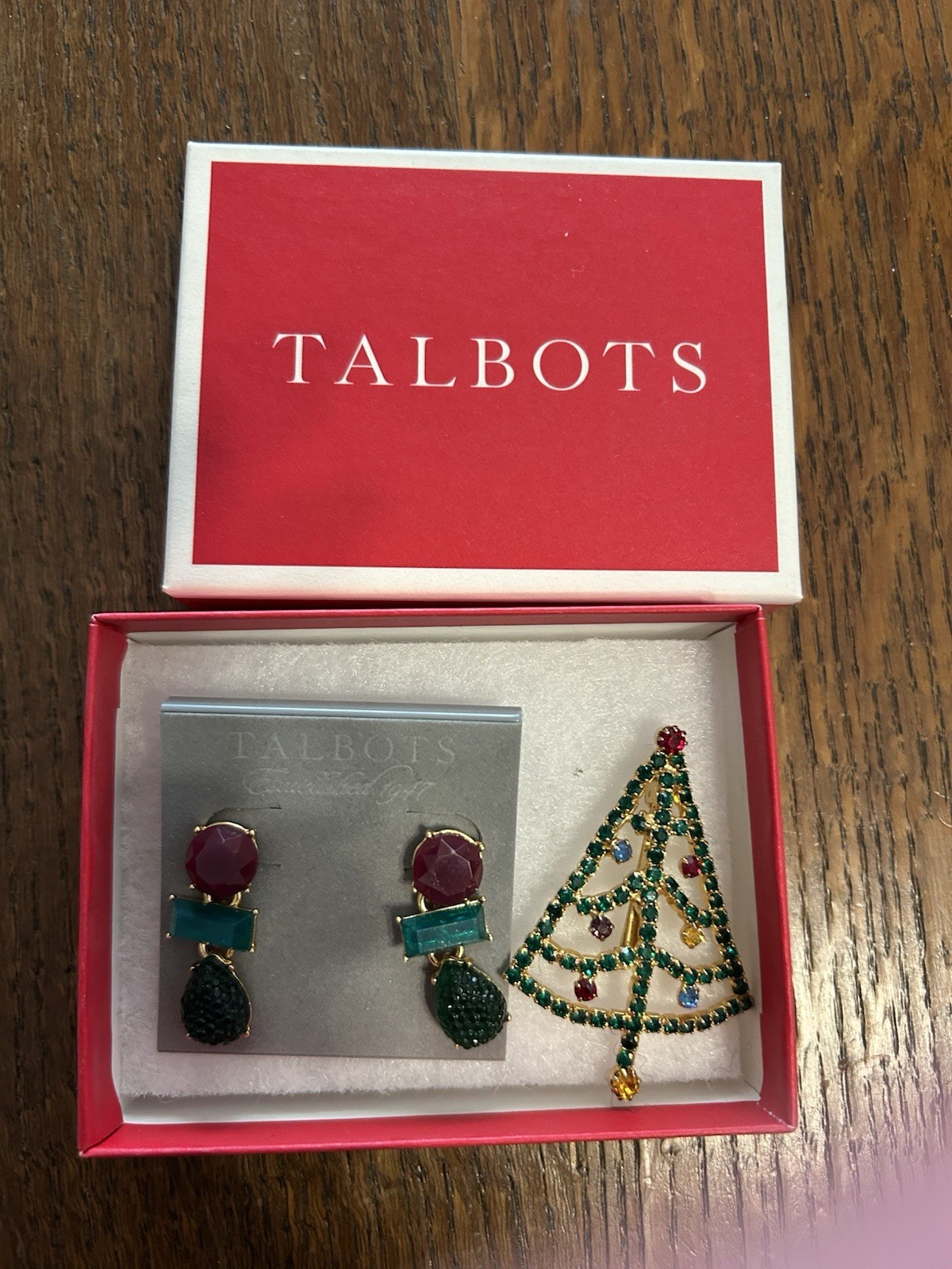 Talbots Holiday Pin And Pierced Earrings