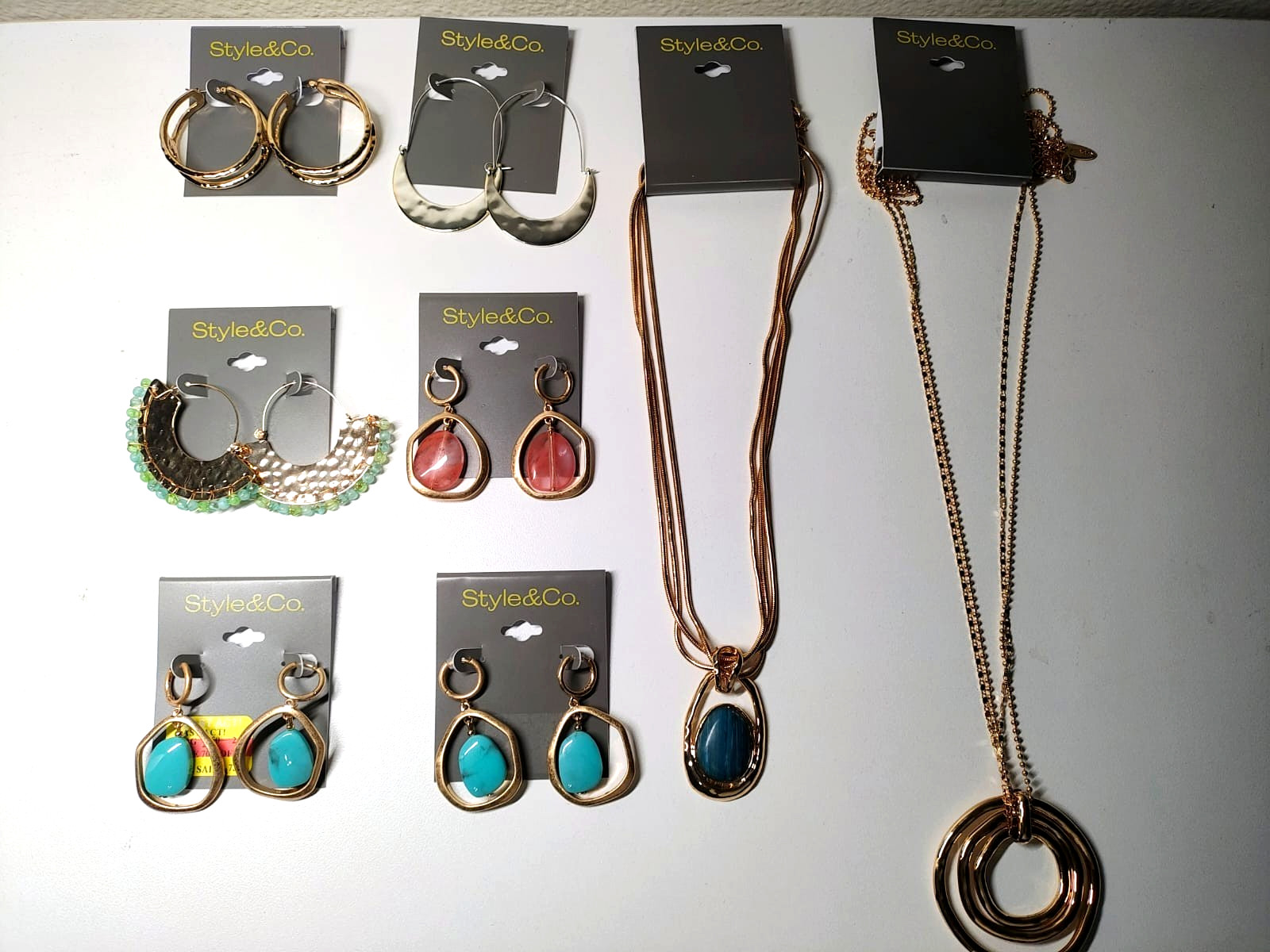 Style & Co. Jewelry Lot–Earrings & Necklaces–Gold Tone & Turquoise