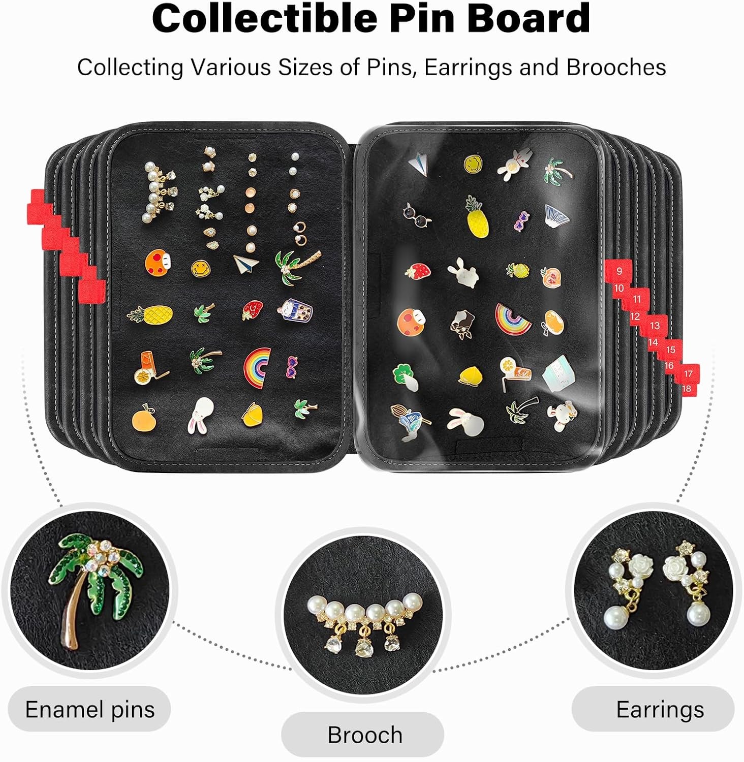 Enamel Pin Display Bag EVA Hard Shell Pin Trading Book, 18 Page Collectible P…