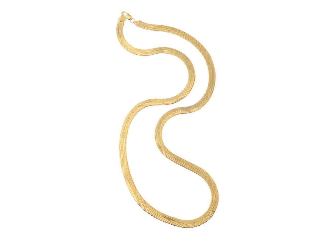 Real 18K Yellow Gold Filled Hypoallergenic 16 inch 4mm Flat Snake Chain Necklace