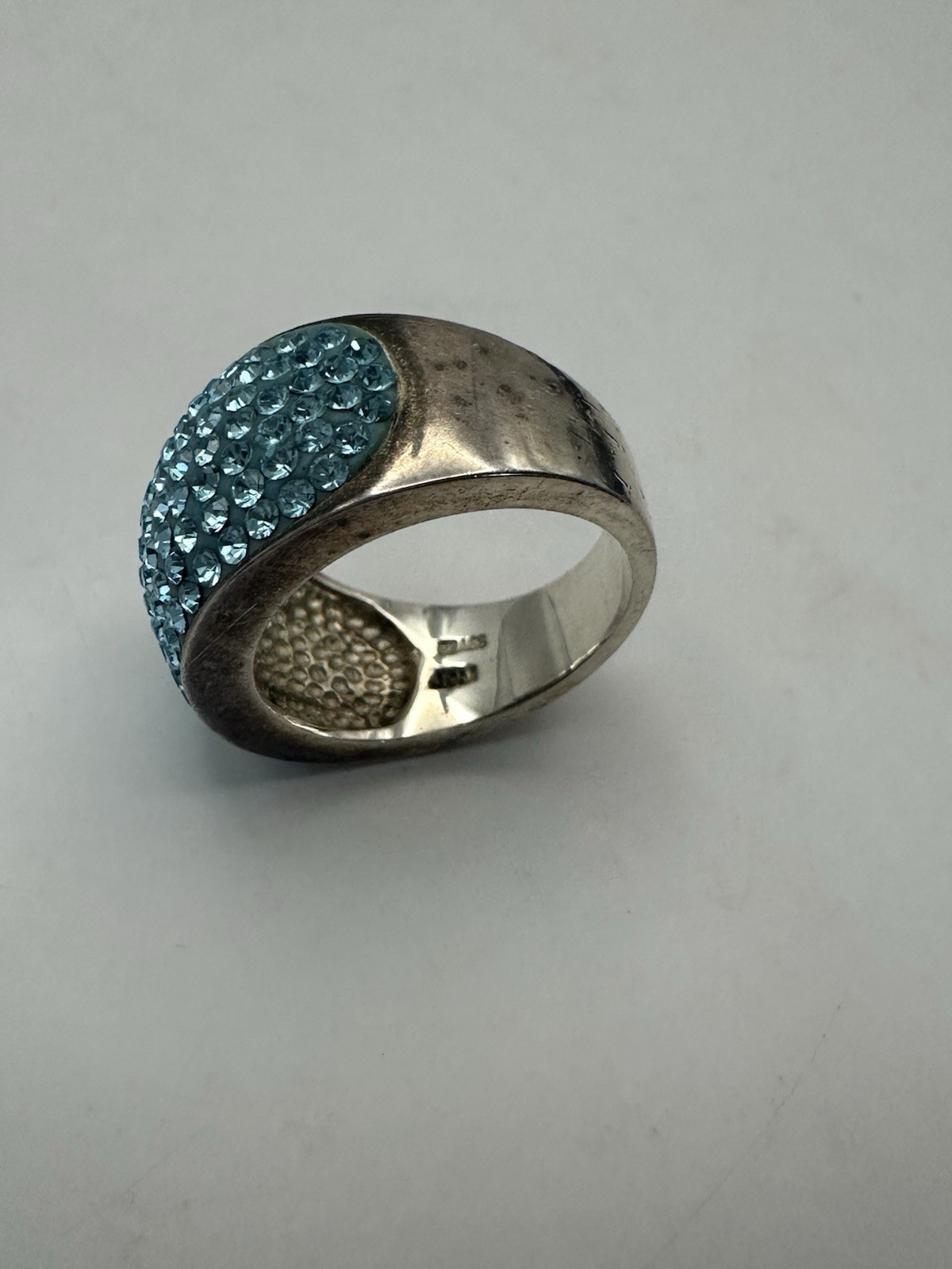 Jacmel JCM Brass Blue Turquoise Crystal Domed Pave Pageant Ring Sz 8 Malaysia