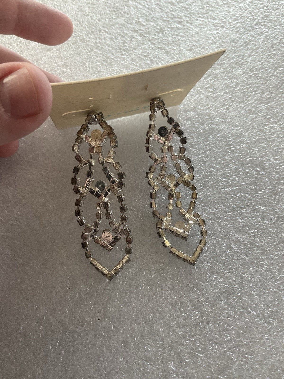 Camille Bijoux Silver Rhinestone Dangle Earrings