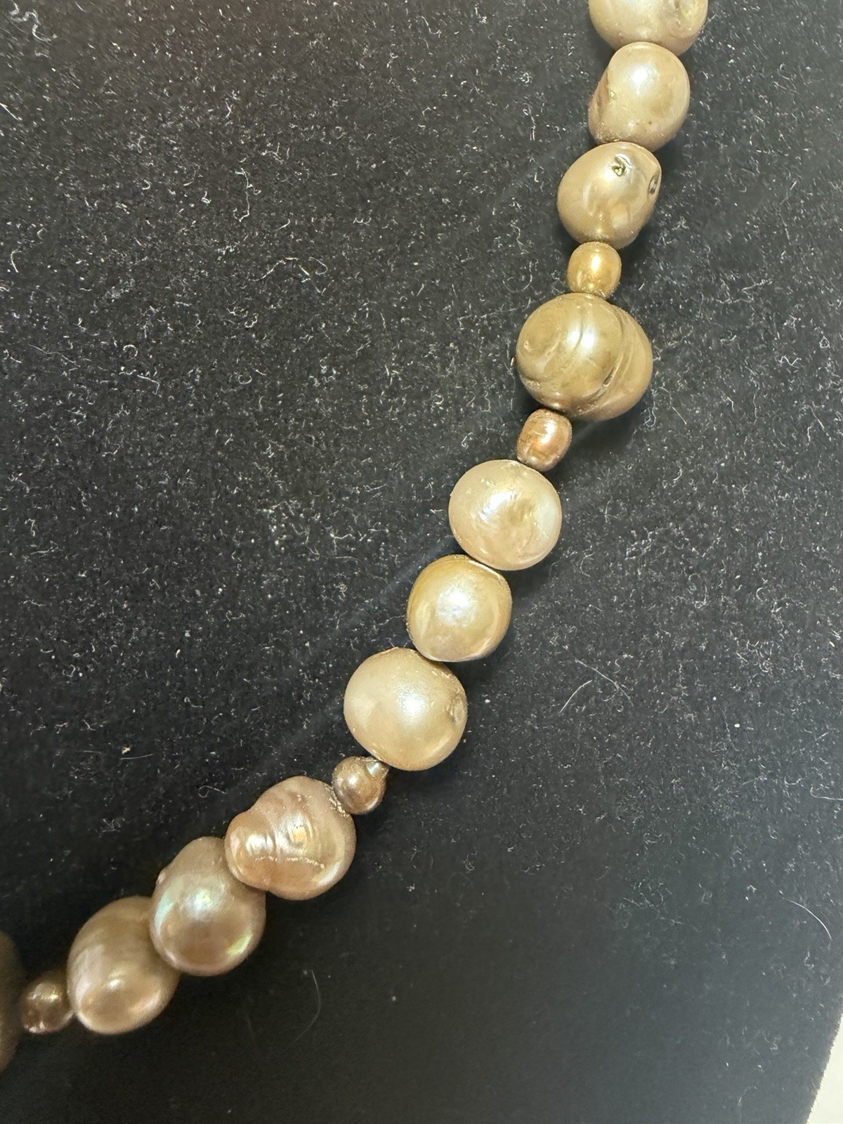 Vintage Cultured Baroque Freshwater Pearl Necklace Silver Toggle Clasp ~17″