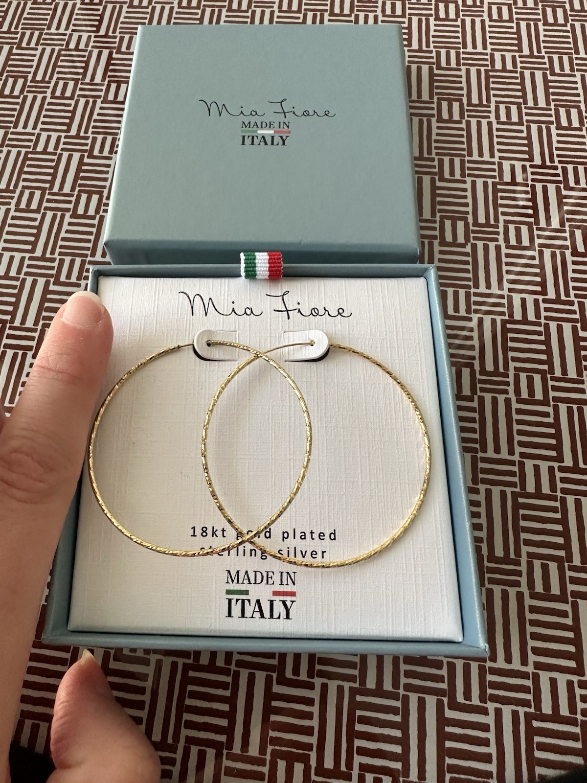 Earing 18 Kt Gold Plated Sterling Silver Made In Italy ￼￼