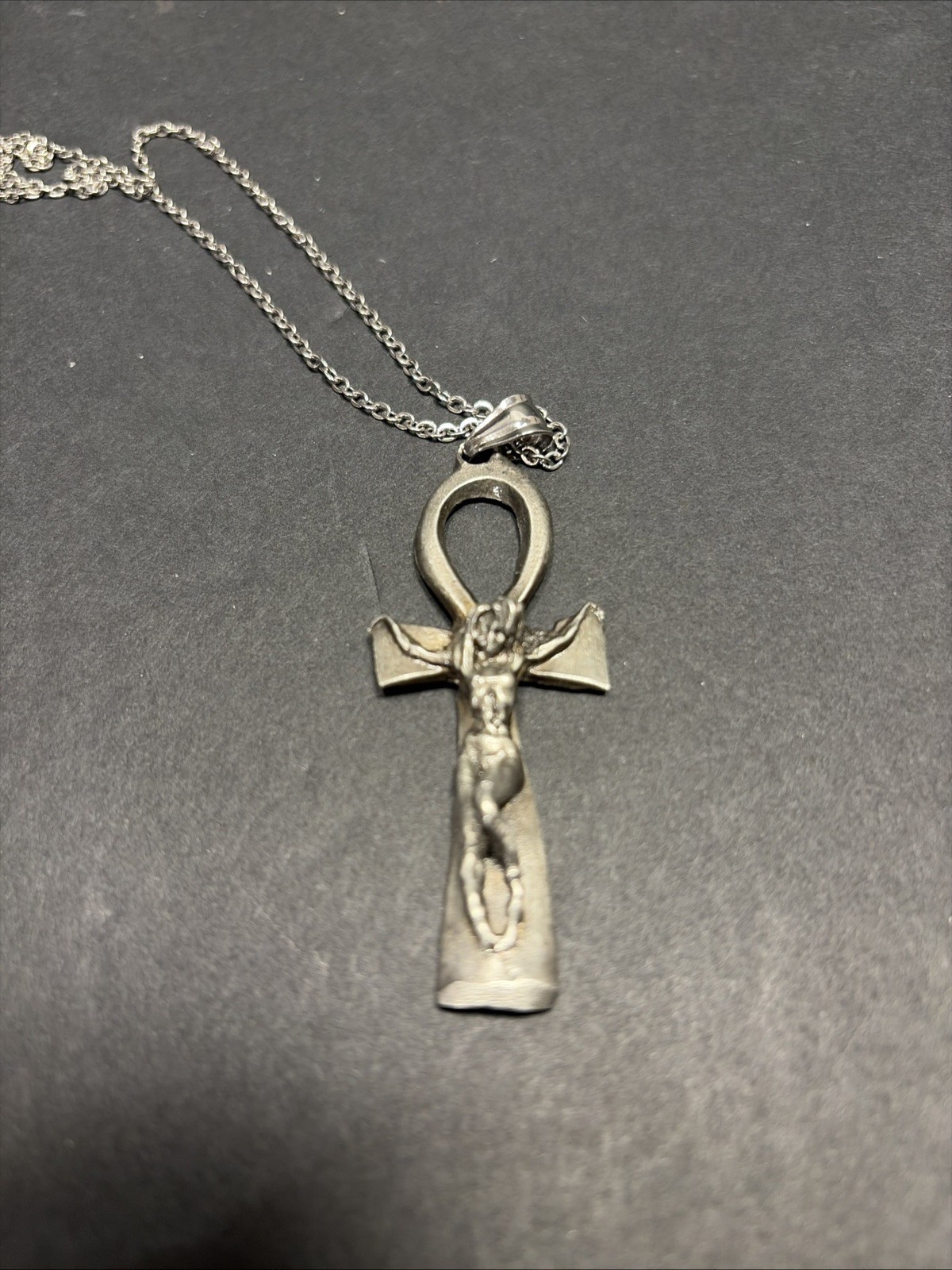 Pewter Egyptian Ankh Crucifix Cross with Women Pendant gothic unisex