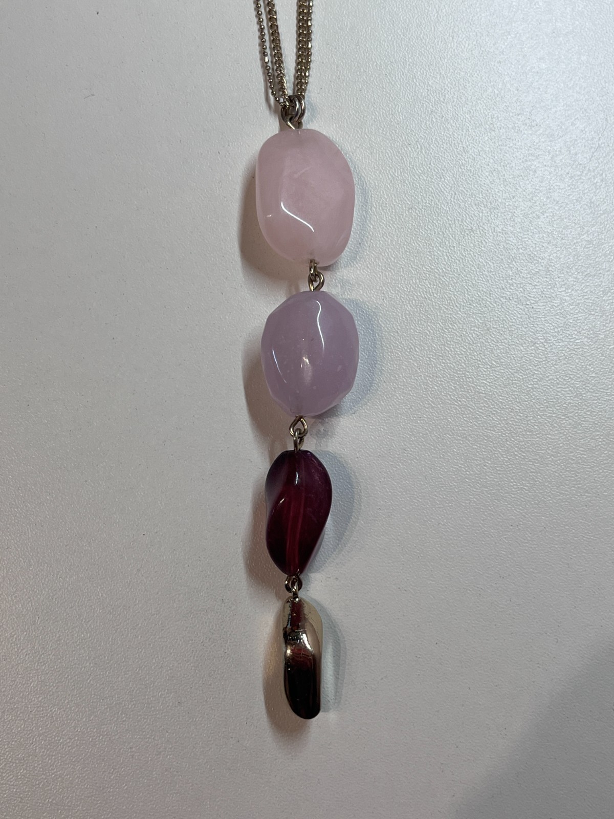 STYLISH MULTI STRAND NECKLACE WITH PINK POLISHED STONES PENDANT – NEXT