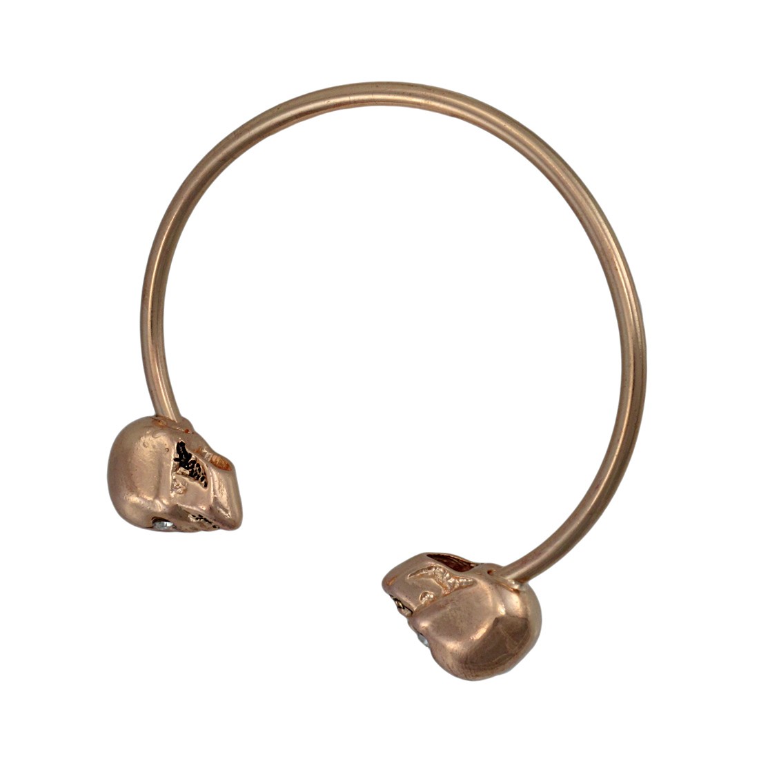 Zeckos Rose Gold Finish 3D Skull Torc Bracelet Cuff