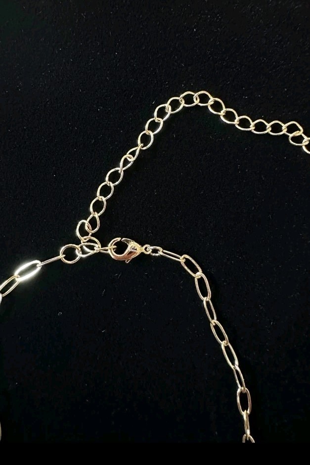 Jennifer Miller Yellow Gold Plated Pave Heart Medallion Necklace Paperclip Chain