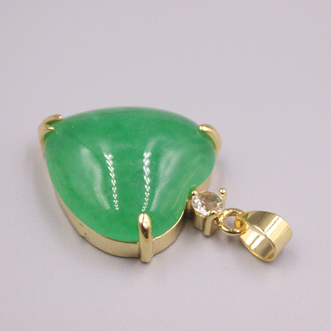 GP Heating Jade Pendant For Women Female Gold Lace Green Heart Lucky Charms