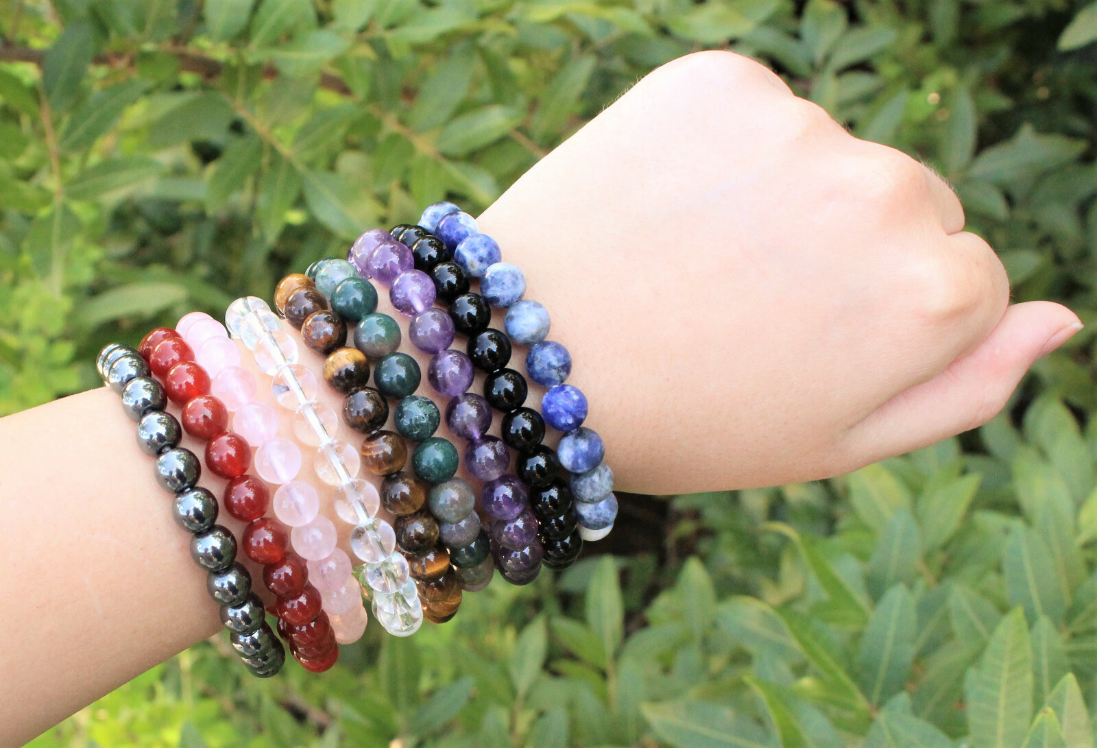 Black Obsidian Bead Bracelet: 8 mm Round Crystals (Obsidian Stretch Bracelet)