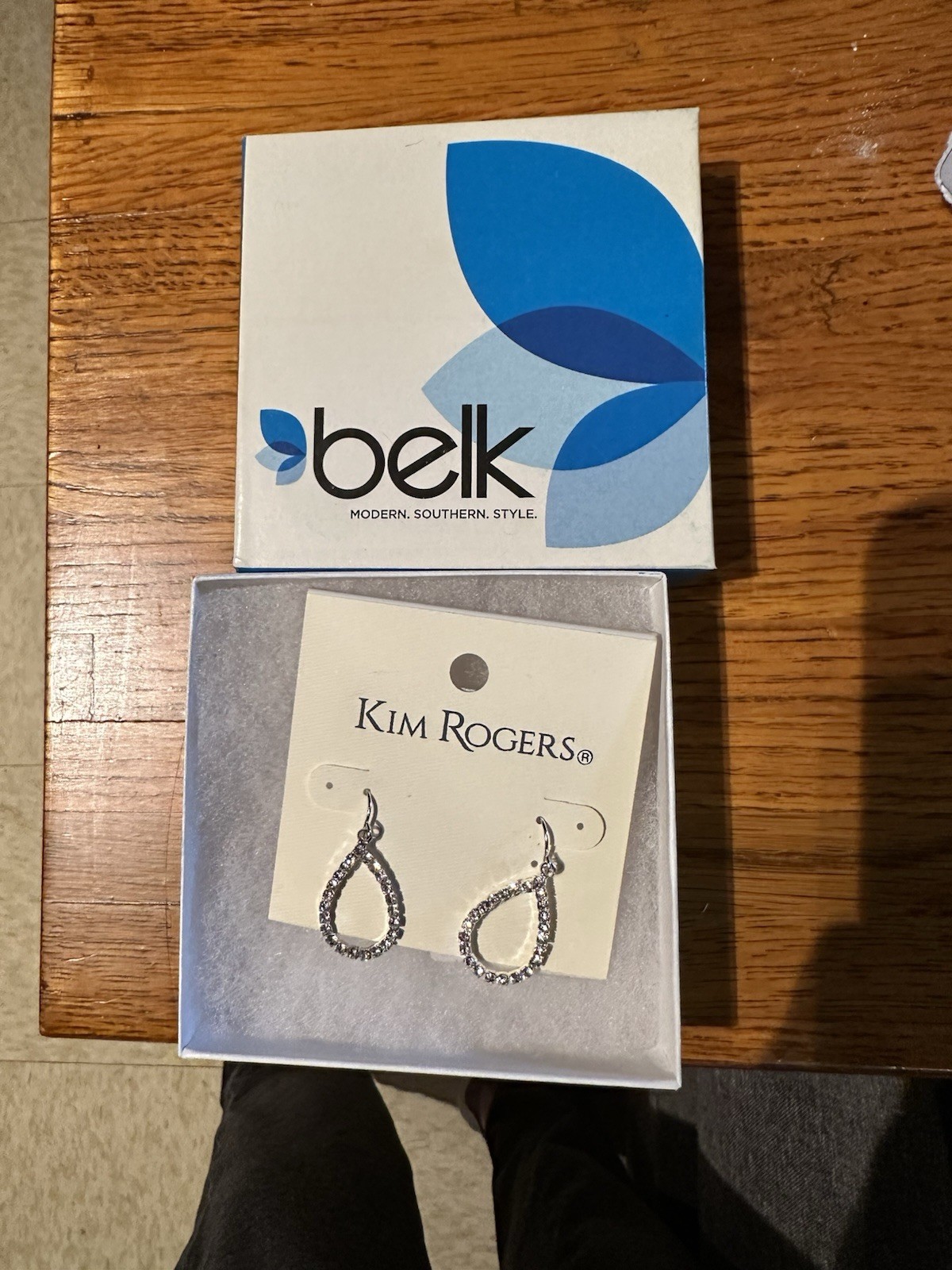 Kim Rogers New In Box Earrings Teardrop Dangle Pierced Rhinestone 1” Elegant